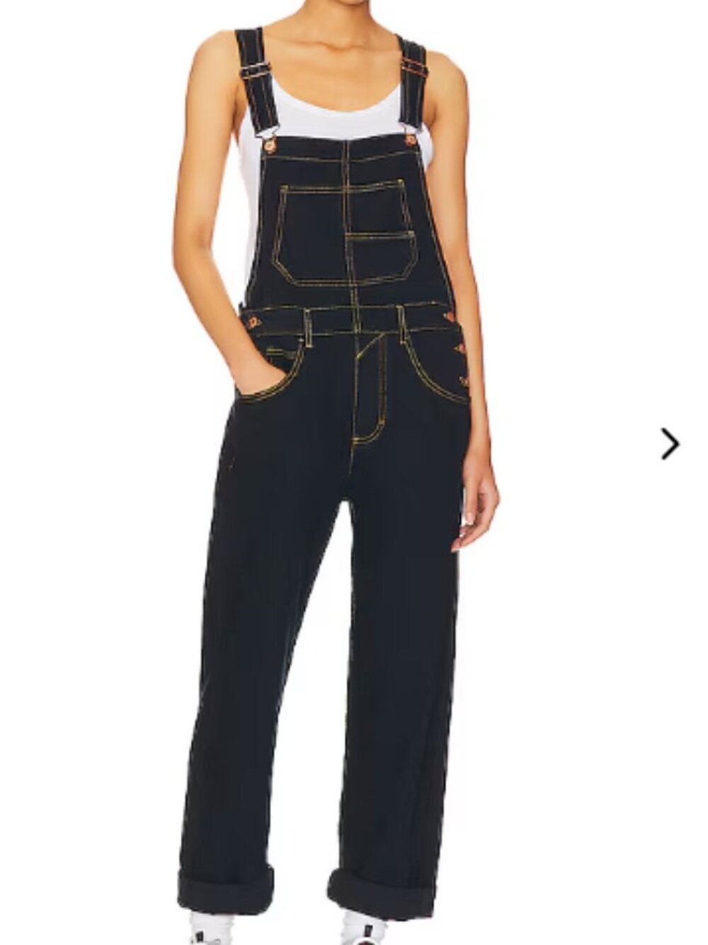 Free People We The Free Ziggy Denim Overalls Blue Black